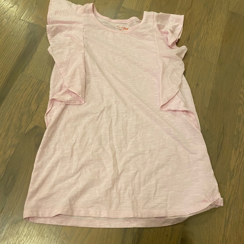 pink gap shirt with ruffles